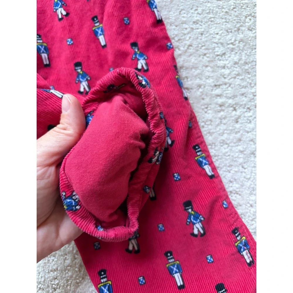 OshKosh Corduroy Overalls 5T Red Nutcracker Print Retro Heritage Schoolcore